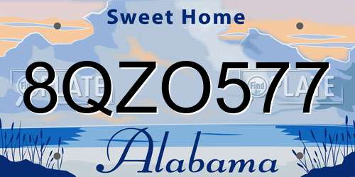 8QZO577 Alabama License Plate