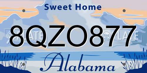 8QZO877 Alabama License Plate