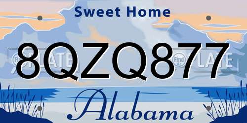 8QZQ877 Alabama License Plate