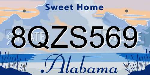 8QZS569 Alabama License Plate