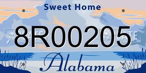 8R00205 Alabama License Plate