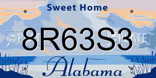 8R63S3 Alabama License Plate