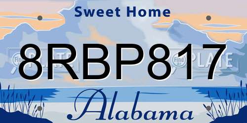 8RBP817 Alabama License Plate