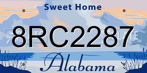 8RC2287 Alabama License Plate