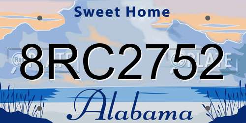 8RC2752 Alabama License Plate