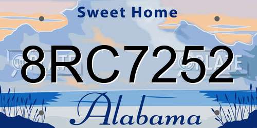 8RC7252 Alabama License Plate
