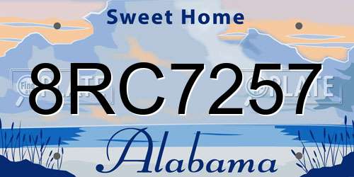 8RC7257 Alabama License Plate