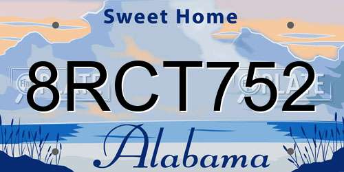 8RCT752 Alabama License Plate