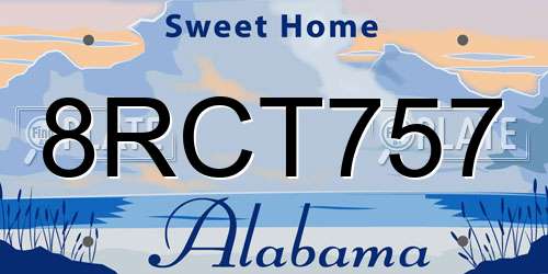 8RCT757 Alabama License Plate