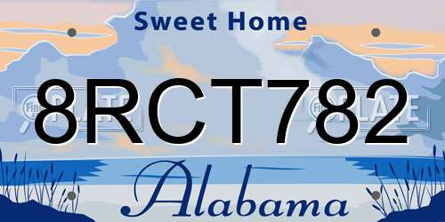8RCT782 Alabama License Plate