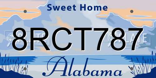 8RCT787 Alabama License Plate