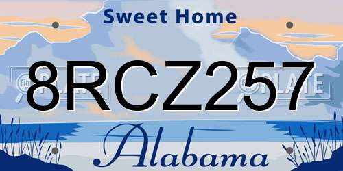 8RCZ257 Alabama License Plate