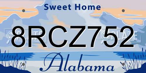 8RCZ752 Alabama License Plate
