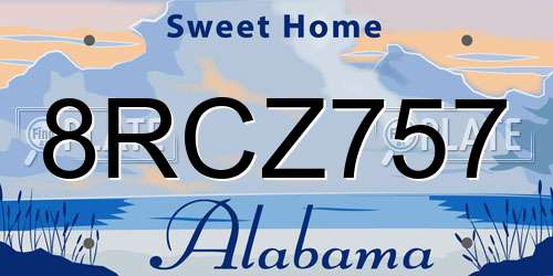 8RCZ757 Alabama License Plate