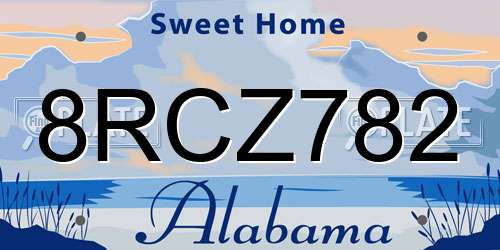 8RCZ782 Alabama License Plate