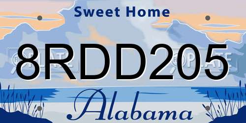 8RDD205 Alabama License Plate