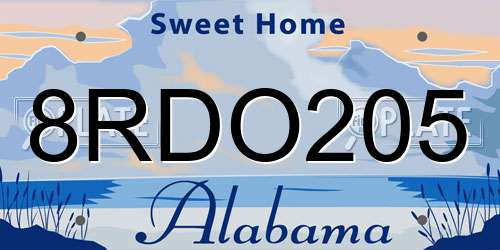8RDO205 Alabama License Plate