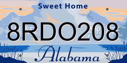 8RDO208 Alabama License Plate