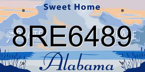 8RE6489 Alabama License Plate