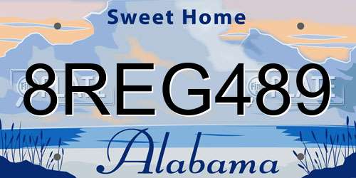8REG489 Alabama License Plate