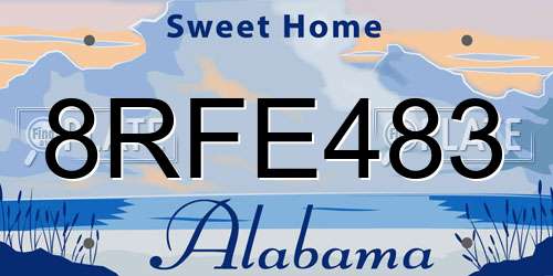 8RFE483 Alabama License Plate
