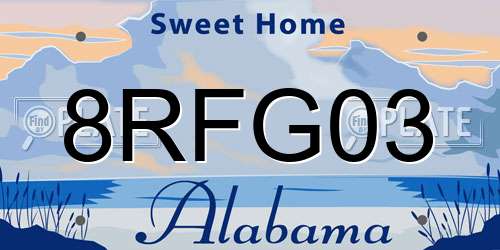 8RFG03 Alabama License Plate