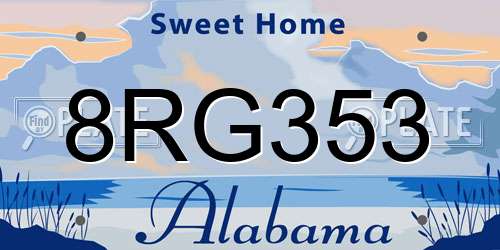 8RG353 Alabama License Plate