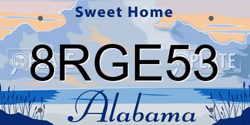 8RGE53 Alabama License Plate