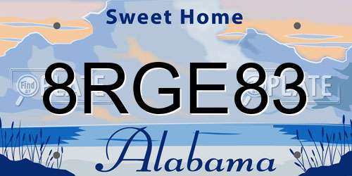 8RGE83 Alabama License Plate
