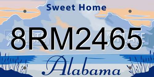 8RM2465 Alabama License Plate