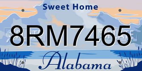 8RM7465 Alabama License Plate