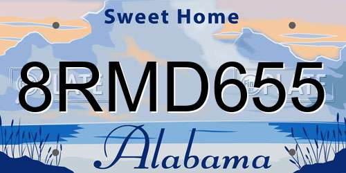 8RMD655 Alabama License Plate