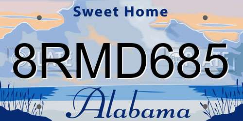 8RMD685 Alabama License Plate