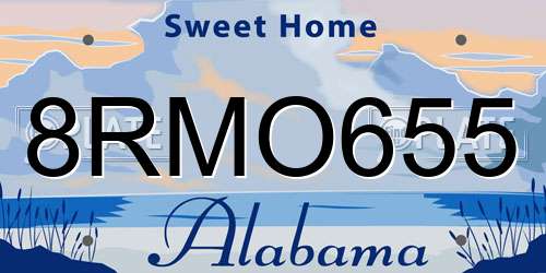 8RMO655 Alabama License Plate