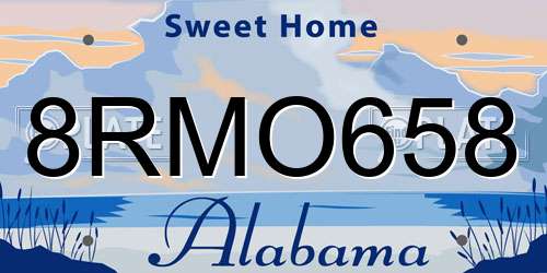 8RMO658 Alabama License Plate