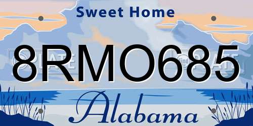 8RMO685 Alabama License Plate