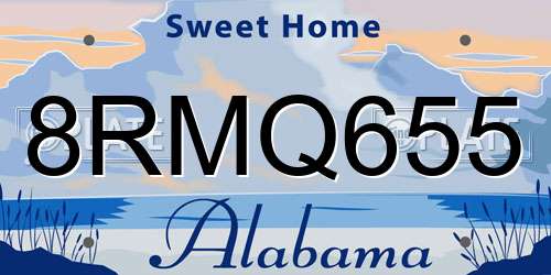 8RMQ655 Alabama License Plate