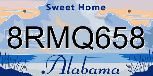 8RMQ658 Alabama License Plate