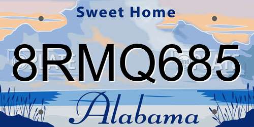 8RMQ685 Alabama License Plate