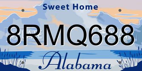 8RMQ688 Alabama License Plate