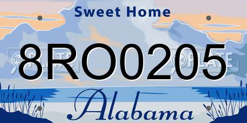 8RO0205 Alabama License Plate