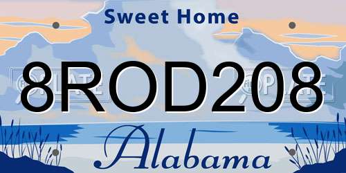 8ROD208 Alabama License Plate