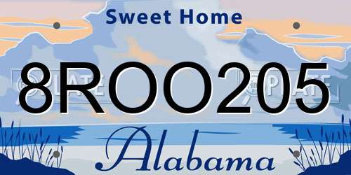 8ROO205 Alabama License Plate