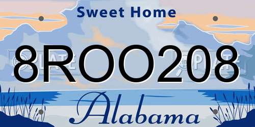 8ROO208 Alabama License Plate