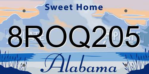 8ROQ205 Alabama License Plate