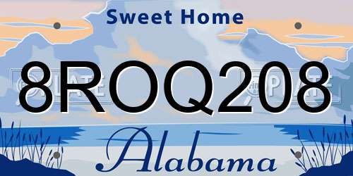 8ROQ208 Alabama License Plate