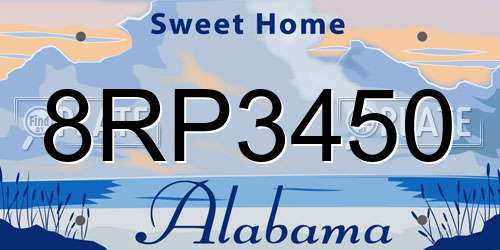 8RP3450 Alabama License Plate