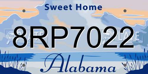 8RP7022 Alabama License Plate