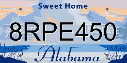 8RPE450 Alabama License Plate