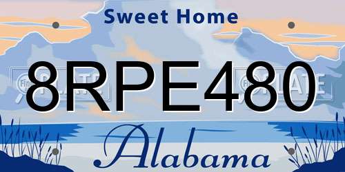 8RPE480 Alabama License Plate